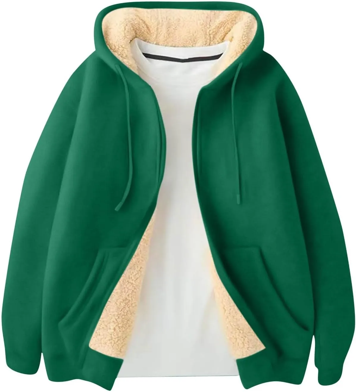 Mens Sherpa Lined Hoodie Zip Up Fleece Thermal Hoodies Casual Winter Heavyweight Sweatshirt