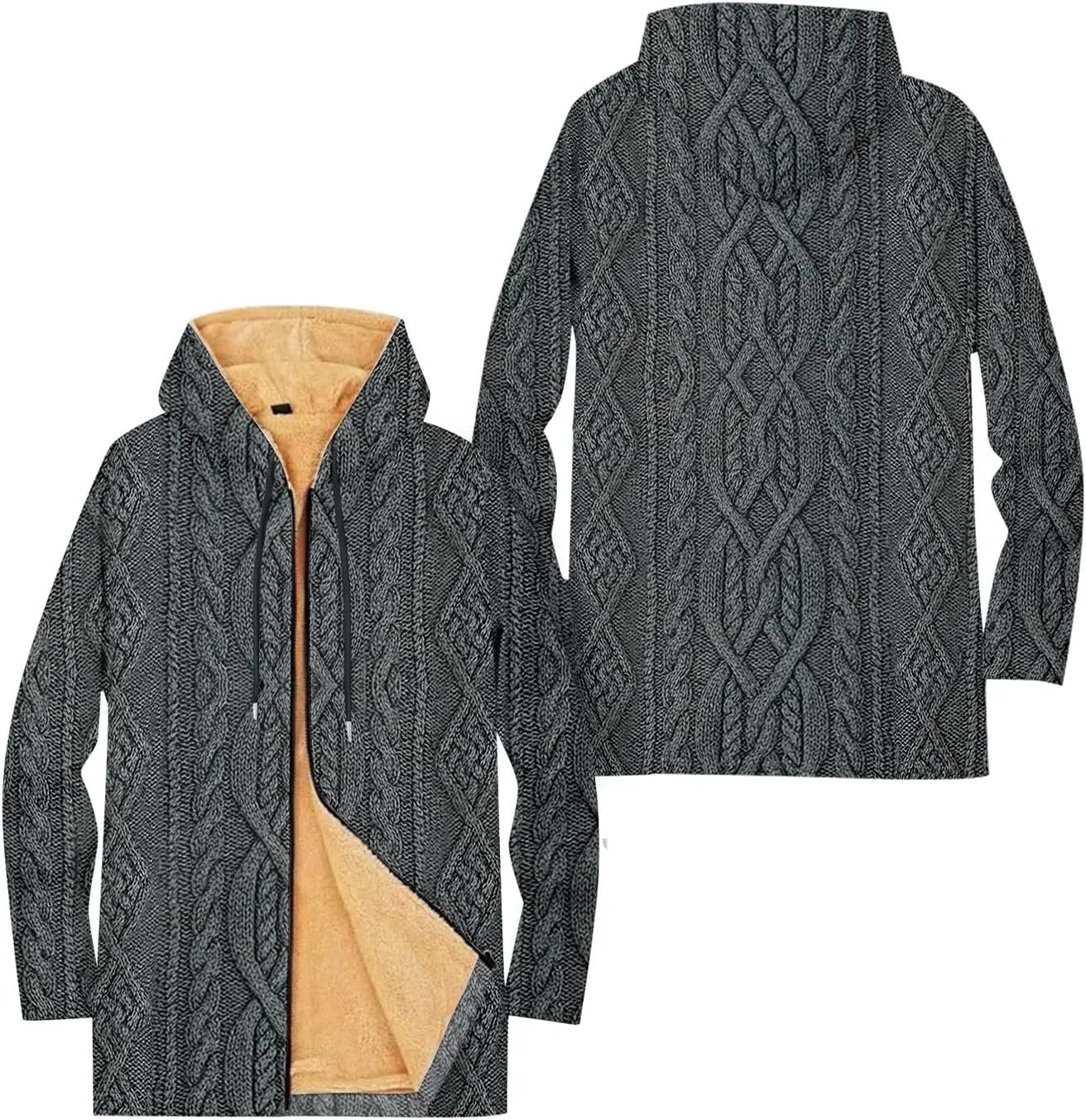 Mens Sherpa Lined Hoodie Zip Up Heavyweight Thermal Hoodies Casual Winter Fleece Hooded