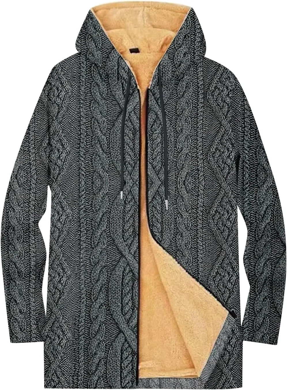 Mens Sherpa Lined Hoodie Zip Up Heavyweight Thermal Hoodies Casual Winter Fleece Hooded
