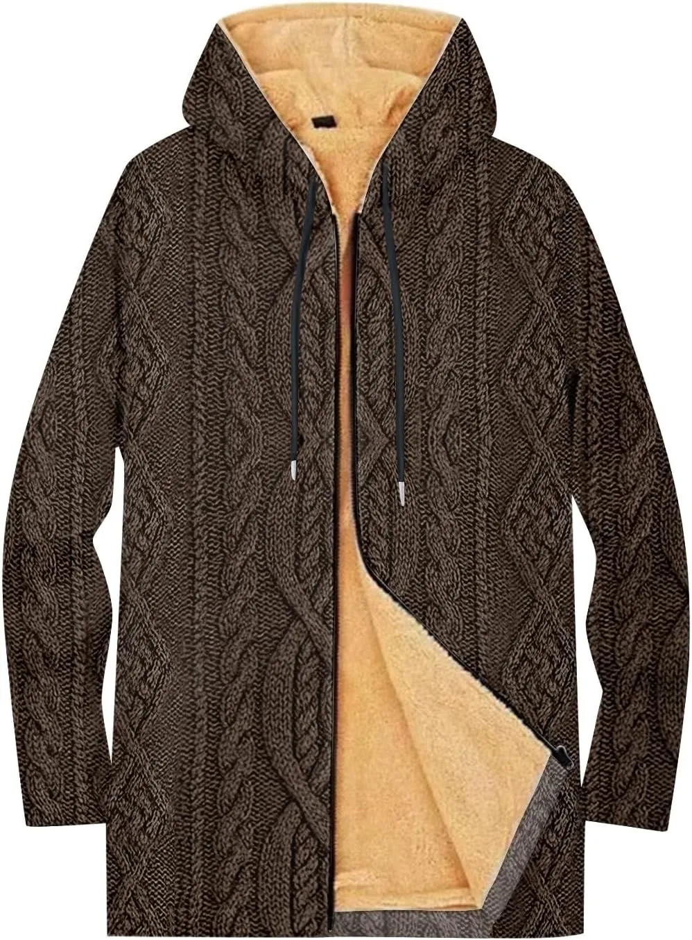 Mens Sherpa Lined Hoodie Zip Up Heavyweight Thermal Hoodies Casual Winter Fleece Hooded
