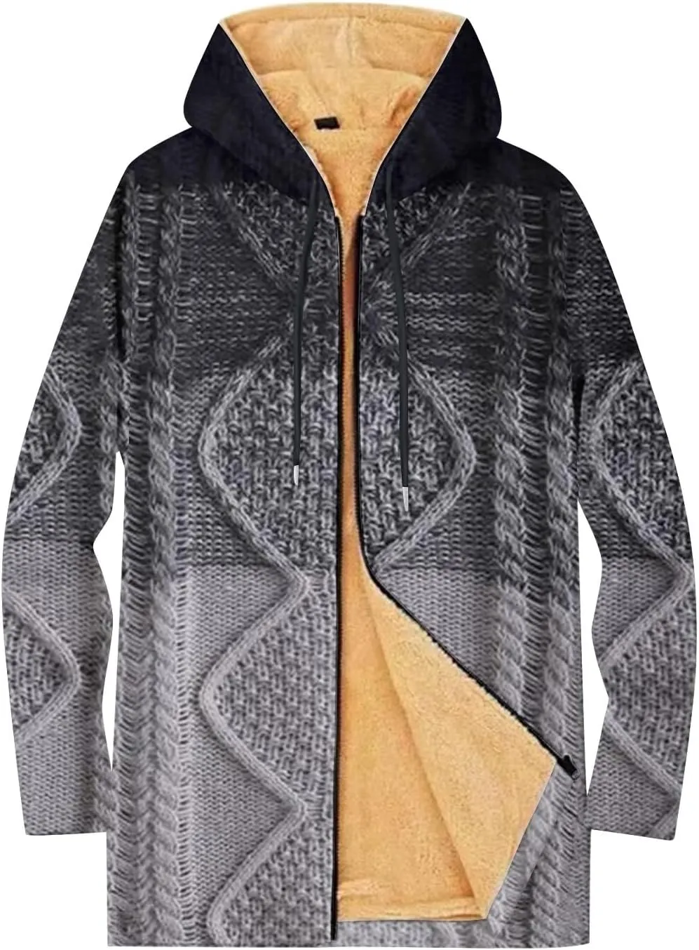 Mens Sherpa Lined Hoodie Zip Up Heavyweight Thermal Hoodies Casual Winter Fleece Hooded