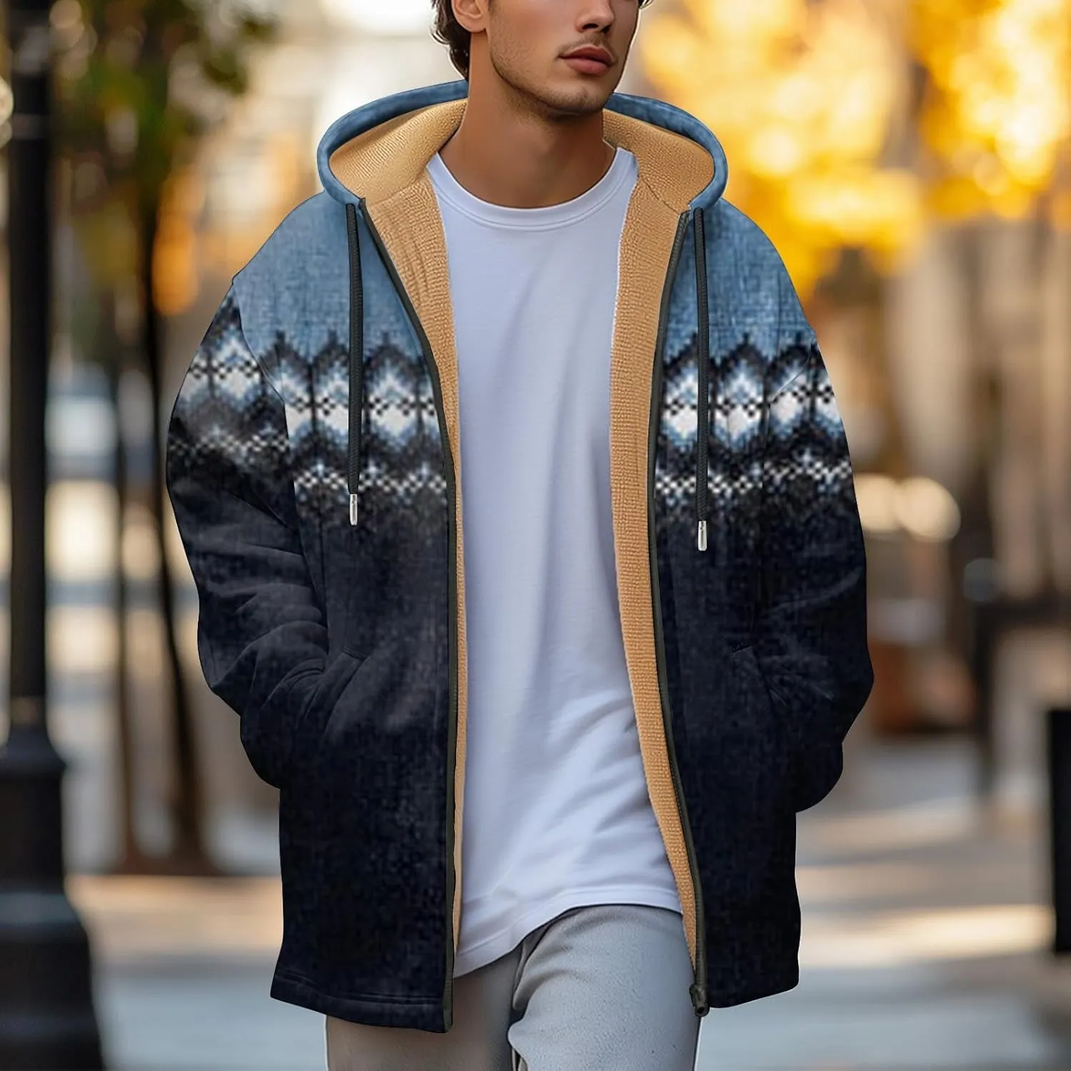 Mens Sherpa Lined Hoodie Zip Up Heavyweight Thermal Hoodies Casual Winter Fleece Hooded