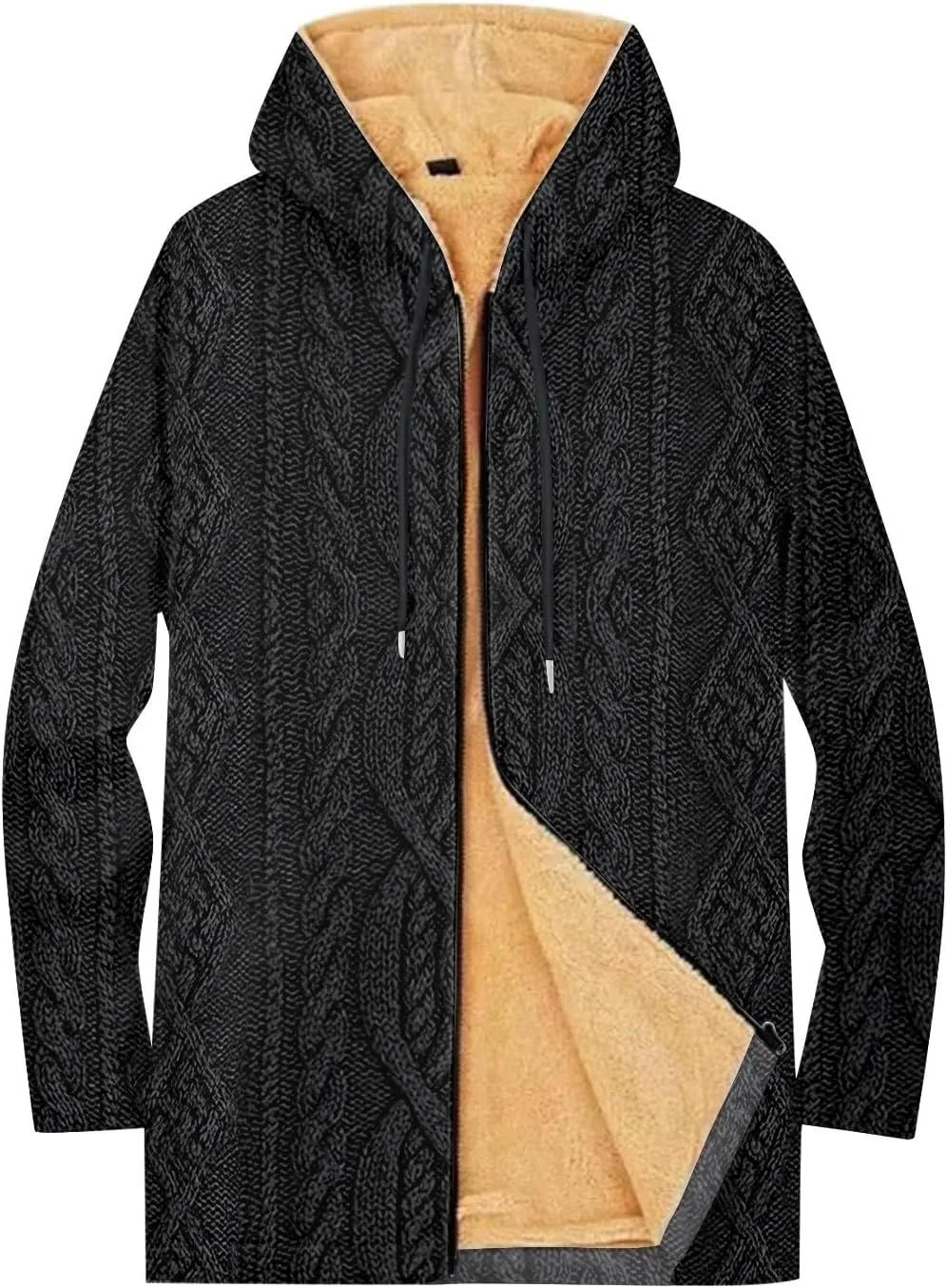 Mens Sherpa Lined Hoodie Zip Up Heavyweight Thermal Hoodies Casual Winter Fleece Hooded