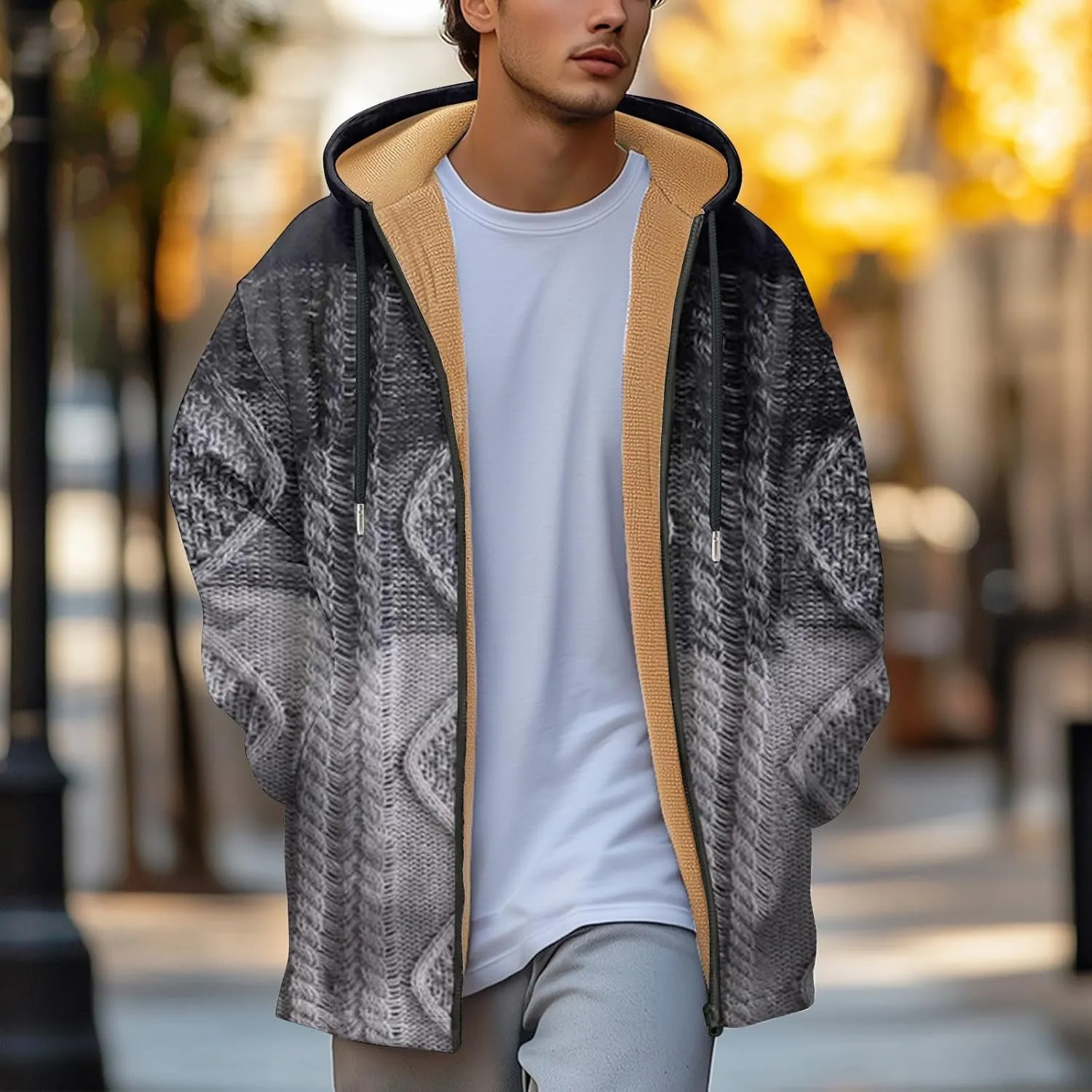 Mens Sherpa Lined Hoodie Zip Up Heavyweight Thermal Hoodies Casual Winter Fleece Hooded