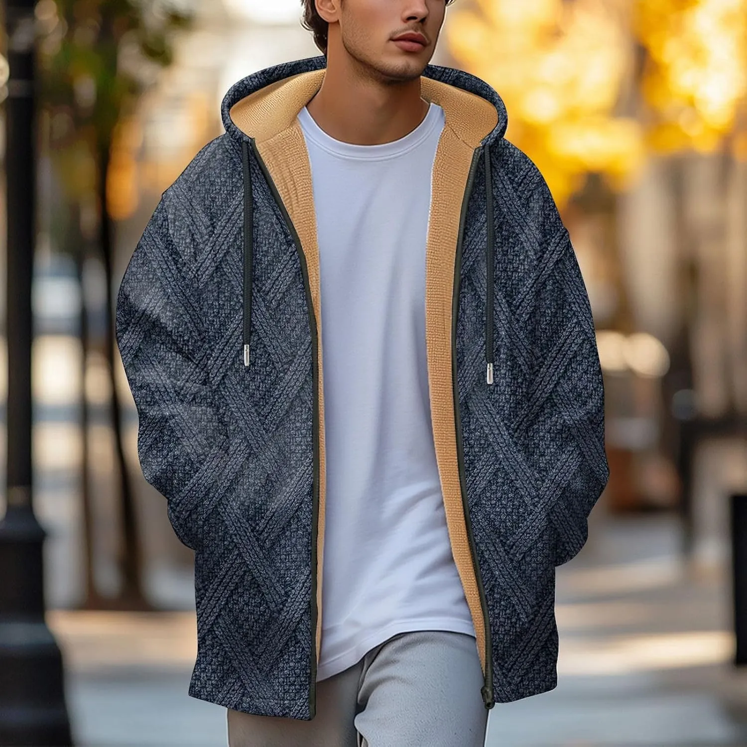 Mens Sherpa Lined Hoodie Zip Up Heavyweight Thermal Hoodies Casual Winter Fleece Hooded