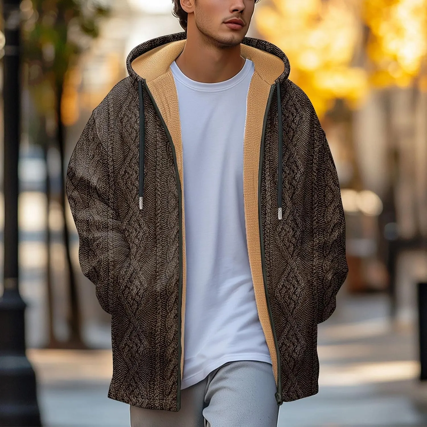 Mens Sherpa Lined Hoodie Zip Up Heavyweight Thermal Hoodies Casual Winter Fleece Hooded