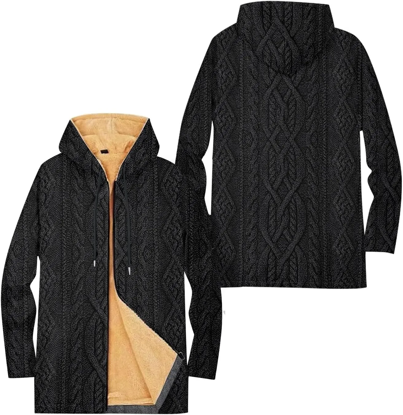 Mens Sherpa Lined Hoodie Zip Up Heavyweight Thermal Hoodies Casual Winter Fleece Hooded