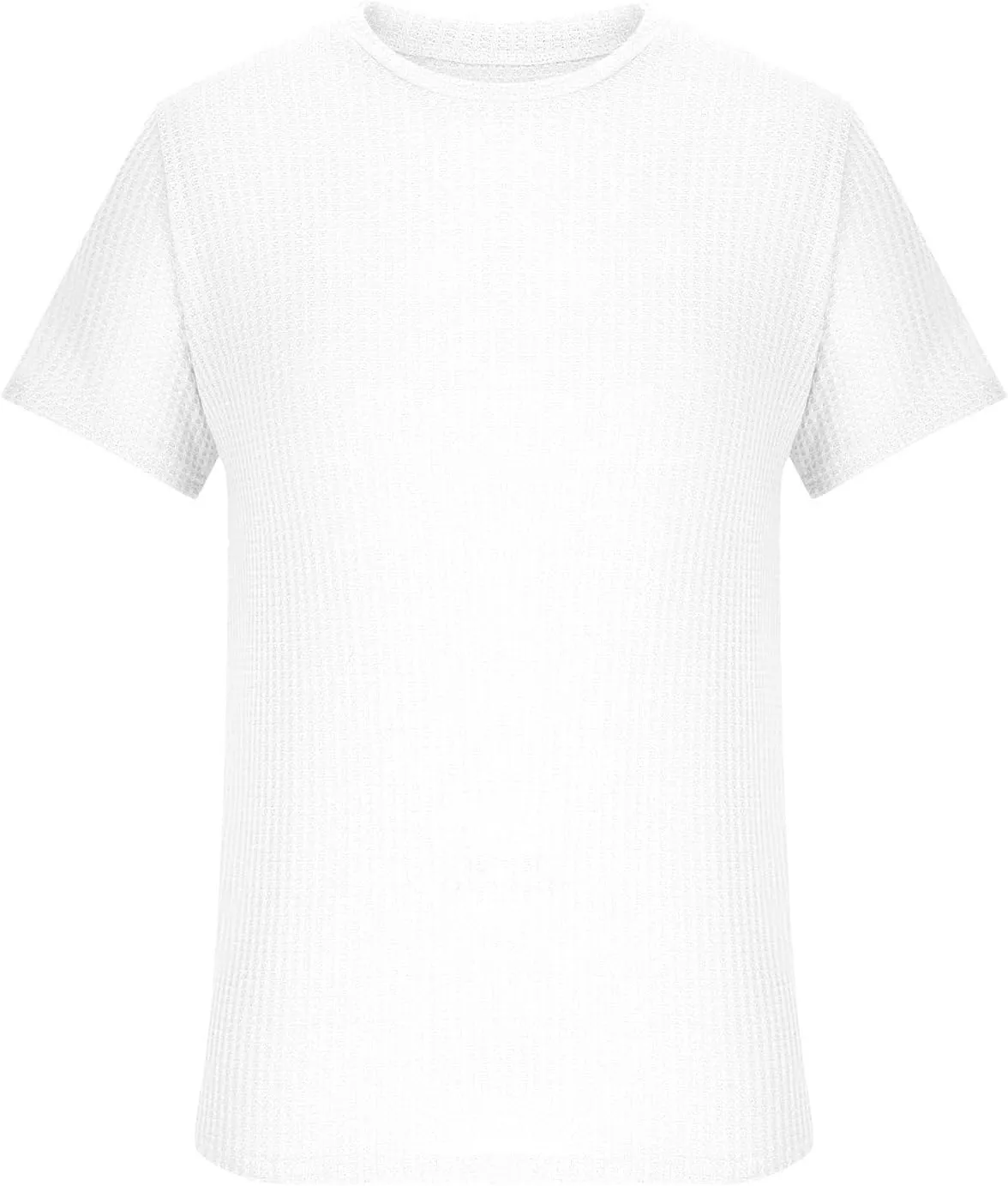 Mens Shirts Casual Short Sleeve T-Shirt Waffle Knit Tee Shirt Summer Beach Textured Top
