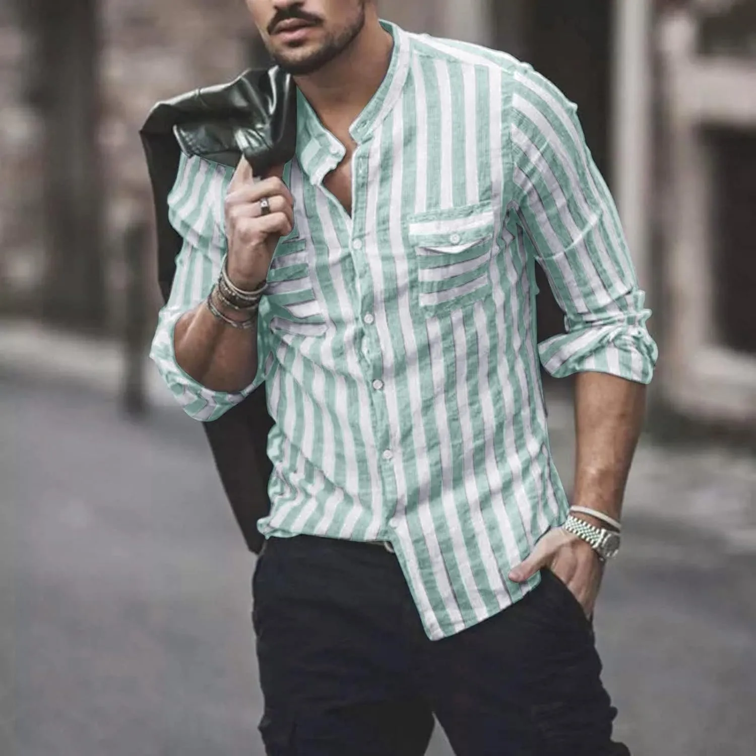Mens Shirts Men's Casual Fashion Long Sleeve Dress Shirt Button Down Shirts Regular-Fit Slim-fit Work Shirt