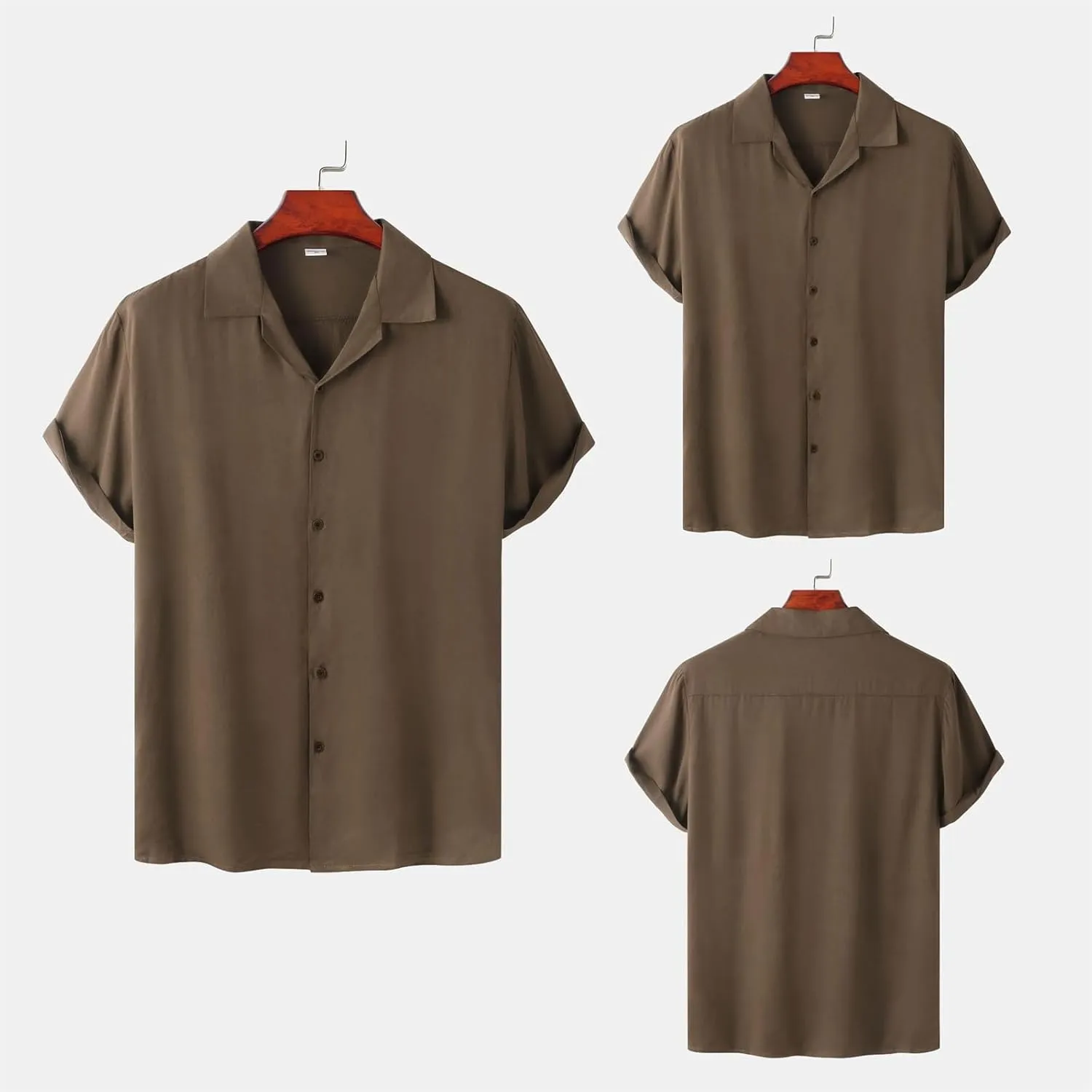 Mens Short Sleeve Shirts Casual Button Down Lightweight Vintage Comfy Tshirts Solid Camp Shirt Spring Summer Tees