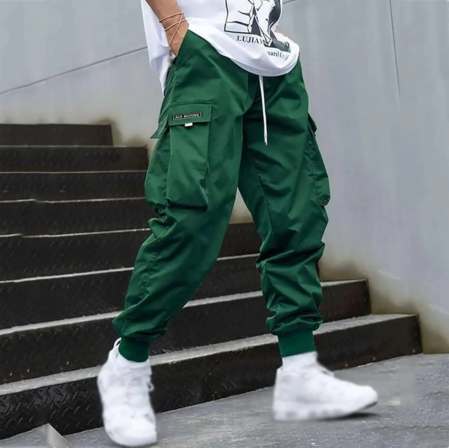 Mens Summer Lightweight Cargo Pants Elastic Waist Drawstring Joggers Hiking Pants Hiking Outdoor Trousers