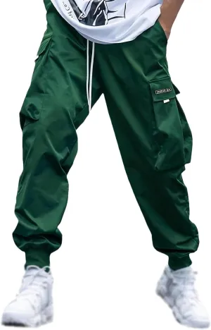 Mens Summer Lightweight Cargo Pants Elastic Waist Drawstring Joggers Hiking Pants Hiking Outdoor Trousers