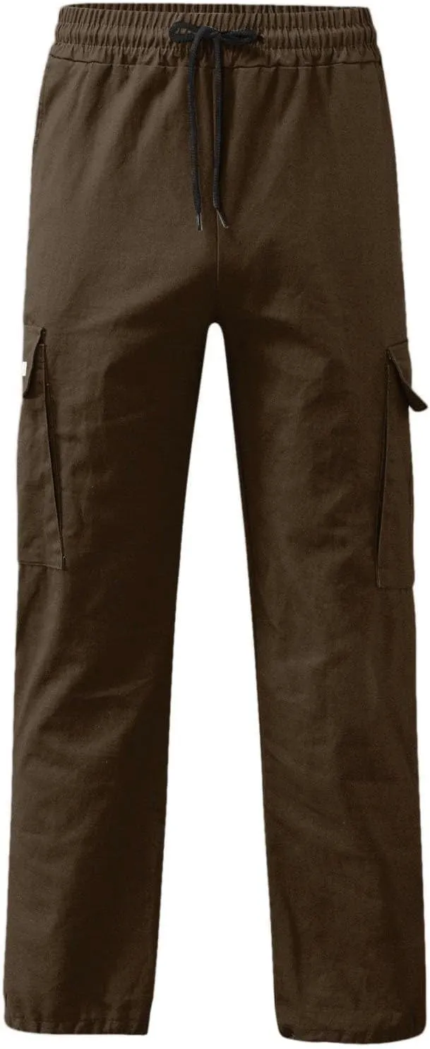 Mens Summer Lightweight Cargo Pants Elastic Waist Drawstring Joggers Hiking Pants Hiking Outdoor Trousers