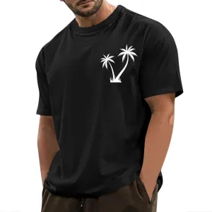 Men's T Shirts Graphic T-Shirts Summer Beach Casual Short Sleeve Palm Tree Print Crewneck Tee Shirts, S-5XL