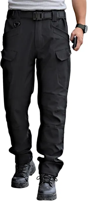 Men's Tactical Cargo Pants Solid Color Straight Leg Pants Flat Front Athletic Trousers for Outdoor Training Running