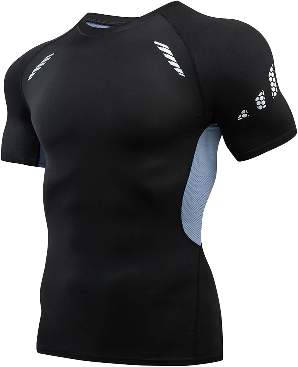 Men's Workout Compression Tshirt Short Sleeve Quick Dry Breathable Stretch Tee Gym Running Basketball Training Athletic Shirt