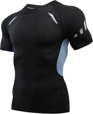 Men's Workout Compression Tshirt Short Sleeve Quick Dry Breathable Stretch Tee Gym Running Basketball Training Athletic Shirt