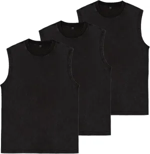 Mens Workout Tank Tops Sleeveless Tee Shirts Men Muscle Shirt Gym Acid Wash T Shirts Running Beach Loose Fit Tee