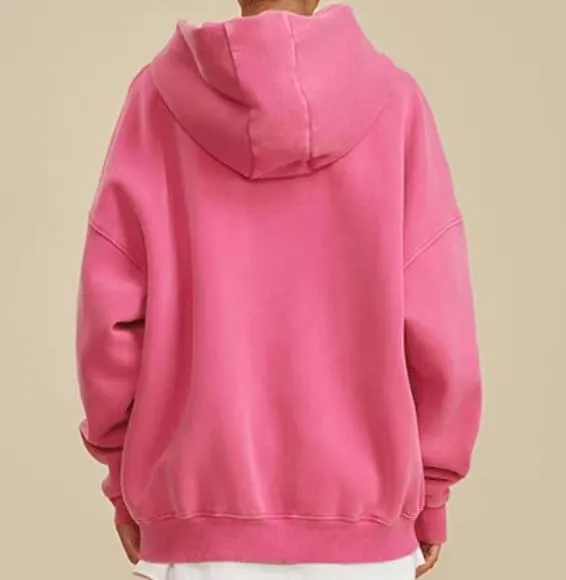 Men's Zip-Up Hoodies Solid Hip-Hop Y2K Oversize Wash Old Craft Basic Hoodies Heavyweight Casual Fit Sweatshirt