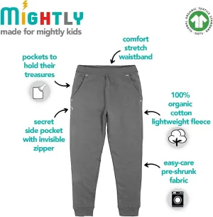 Mightly Boys and Girls' Sweatpants Joggers | Organic Cotton Joggers with Side Zipper Pocket - Soft & Comfortable Joggers