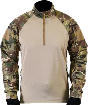 Military Training T Shirt for Men,Mens Camo Long Sleeve Tactical Shirts Outdoor 1/4 Zip Slim Fit Assault Combat Shirt