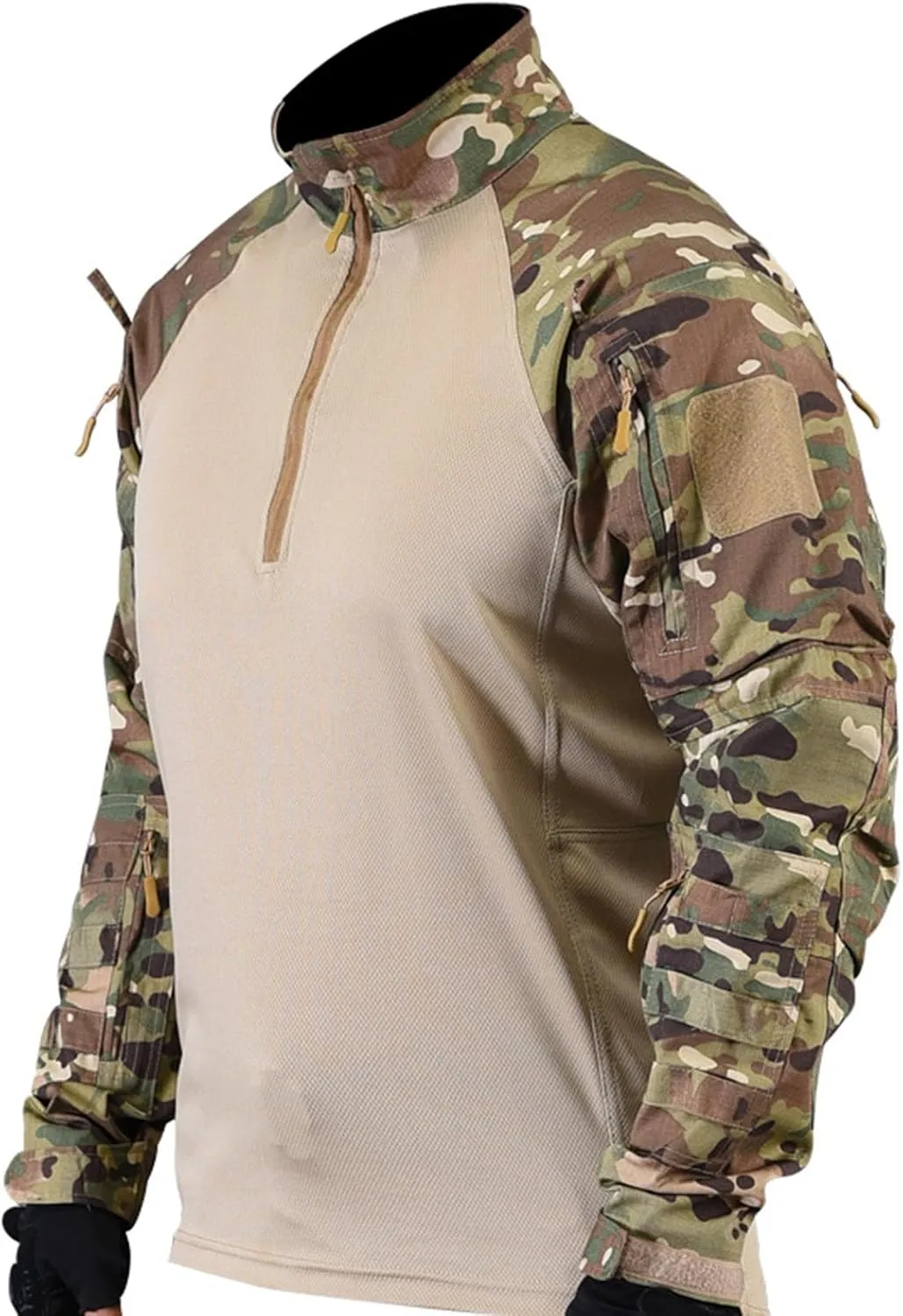 Military Training T Shirt for Men,Mens Camo Long Sleeve Tactical Shirts Outdoor 1/4 Zip Slim Fit Assault Combat Shirt