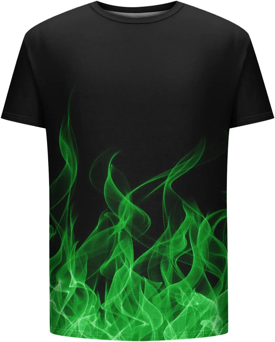 Muscularfit Men's Graphic Tee Shirts Funny 3D Flame Print Short Sleeve Casual Shirt Loose Fit Athletic T-Shirt Summer Clothes