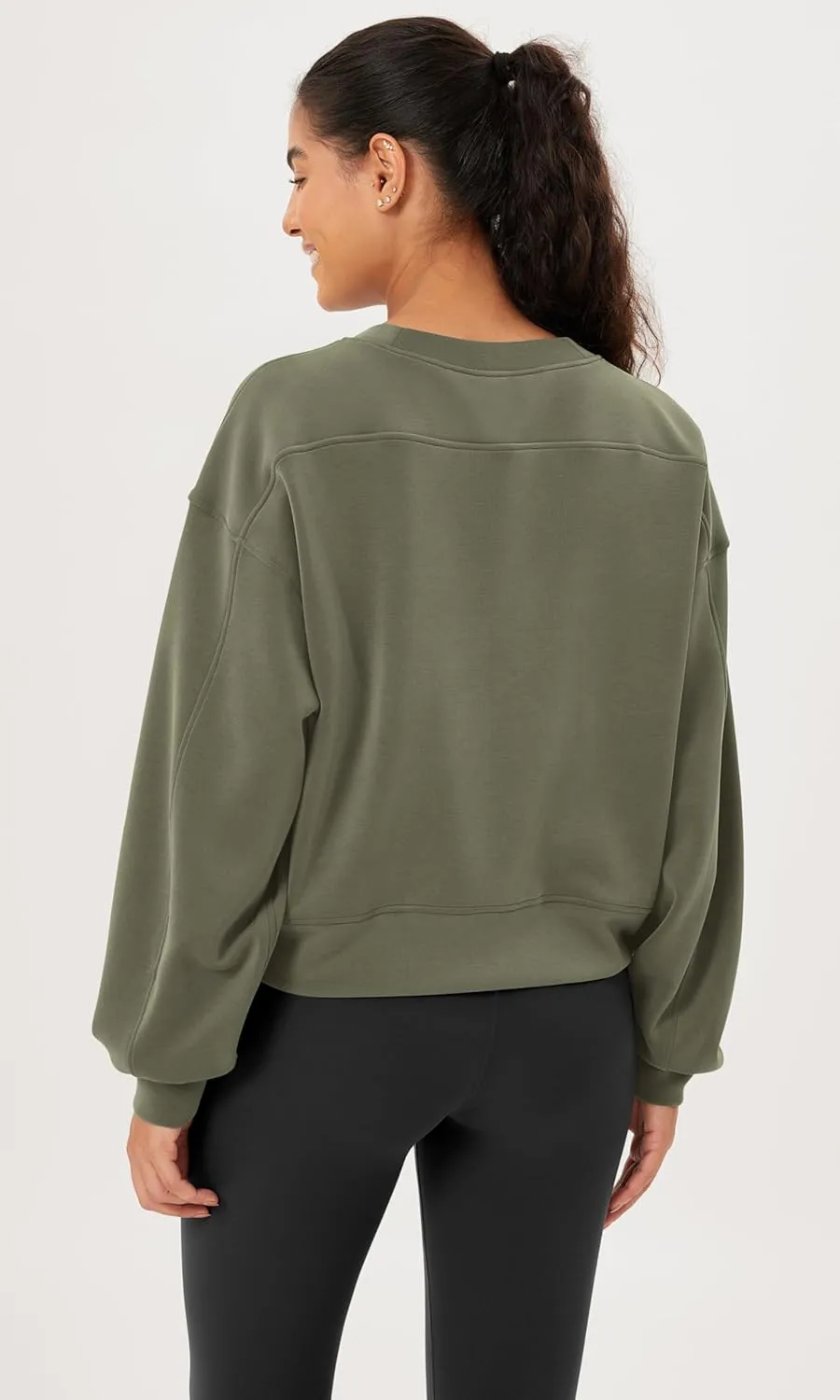 ODODOS Modal Soft Long Sleeve Cropped Sweatshirts for Women Oversized Crew Neck Pullover Crop Top