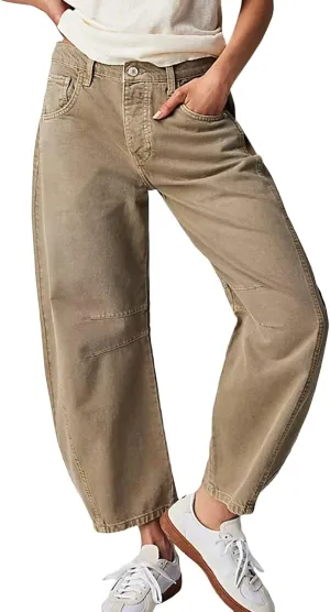 Plus Size Women's Barrel Jeans High Waisted Casual Straight Leg Stretchy Trendy Wide Leg Denim Pant Long Trouser 2025