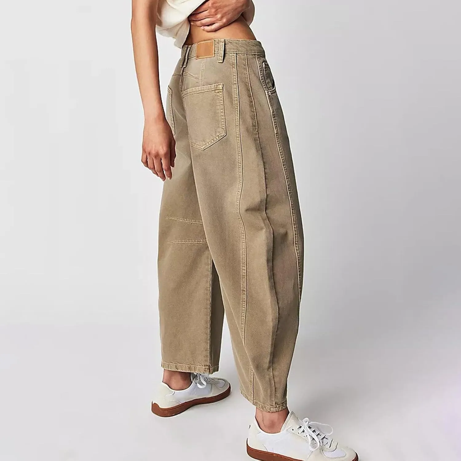 Plus Size Women's Barrel Jeans High Waisted Casual Straight Leg Stretchy Trendy Wide Leg Denim Pant Long Trouser 2025