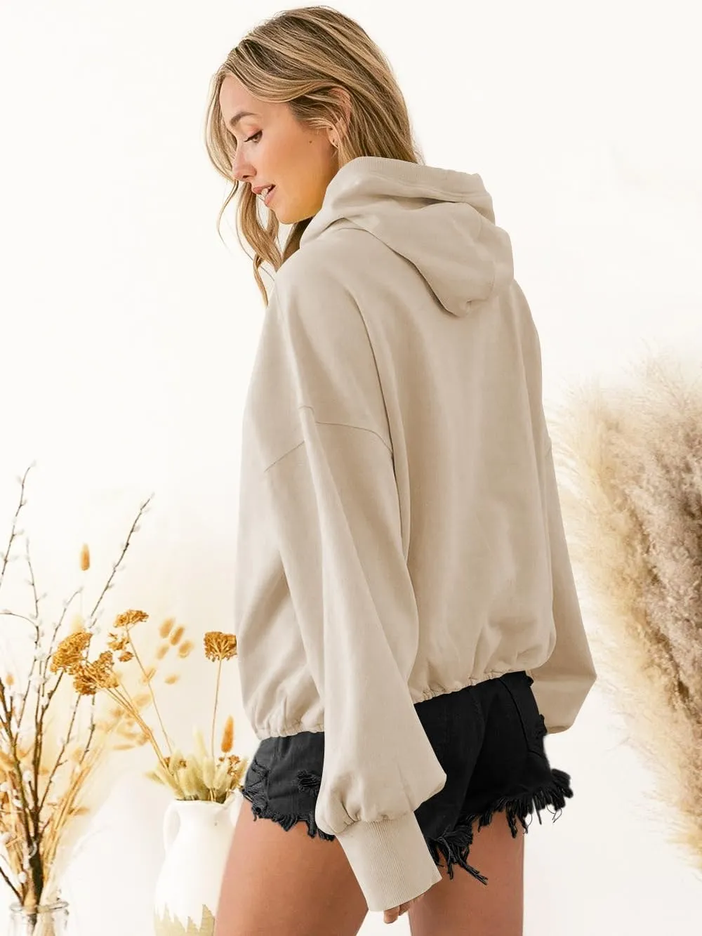 Plustrong Womens Half Zip Hoodies Casual Long Sleeve Cropped Sweatshirts Quarter Zip Pullover