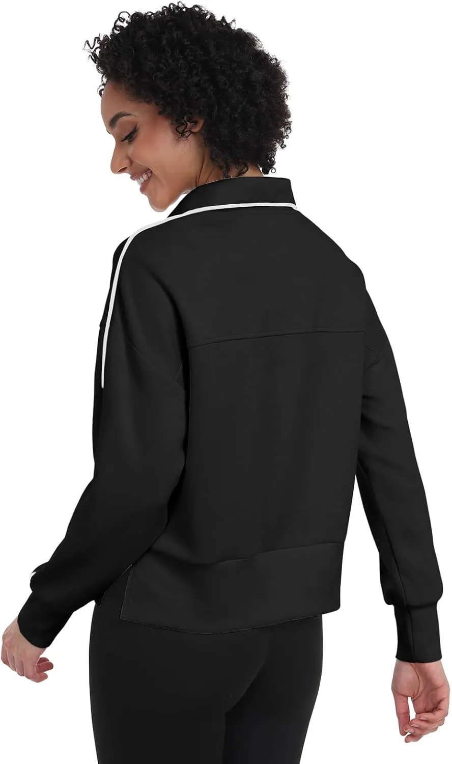 POKWAI Women Half Zip Cropped Sweatshirts Long Sleeve Pullover Tops Casual Fall Outfits Clothes