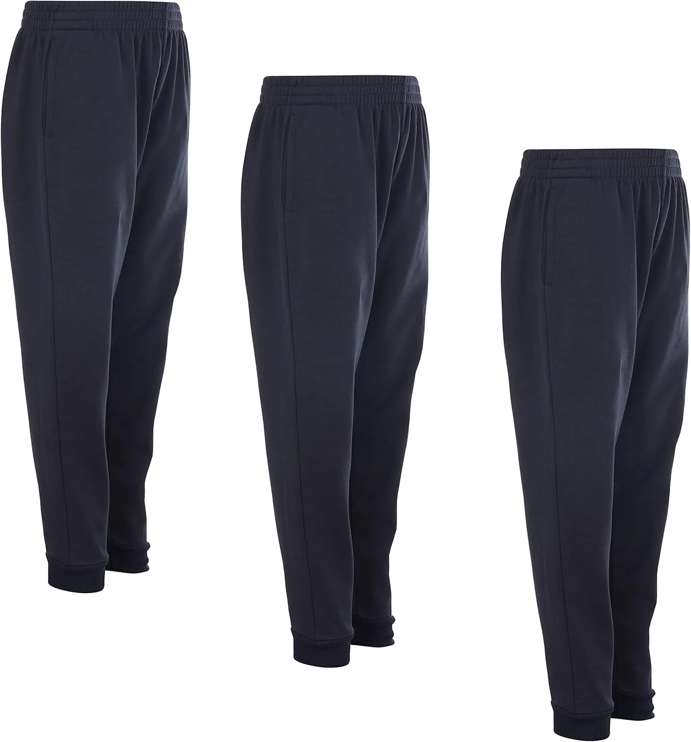 Power Forward Boys Youth Warm Fleece Elastic Waist Joggers Sweatpants 3 Pack