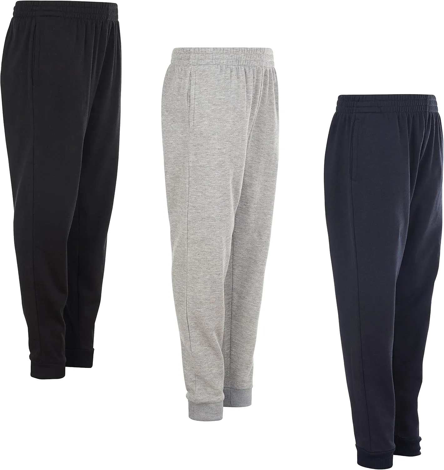 Power Forward Boys Youth Warm Fleece Elastic Waist Joggers Sweatpants 3 Pack