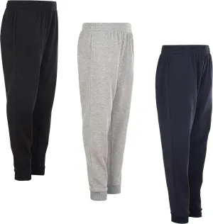Power Forward Boys Youth Warm Fleece Elastic Waist Joggers Sweatpants 3 Pack