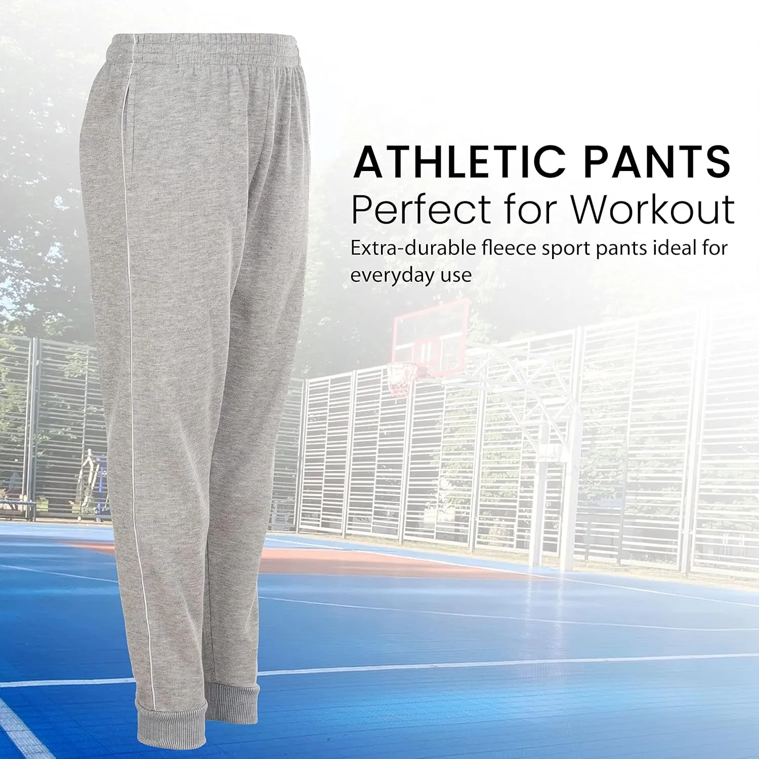 Power Forward Boys Youth Warm Fleece Elastic Waist Joggers Sweatpants 3 Pack