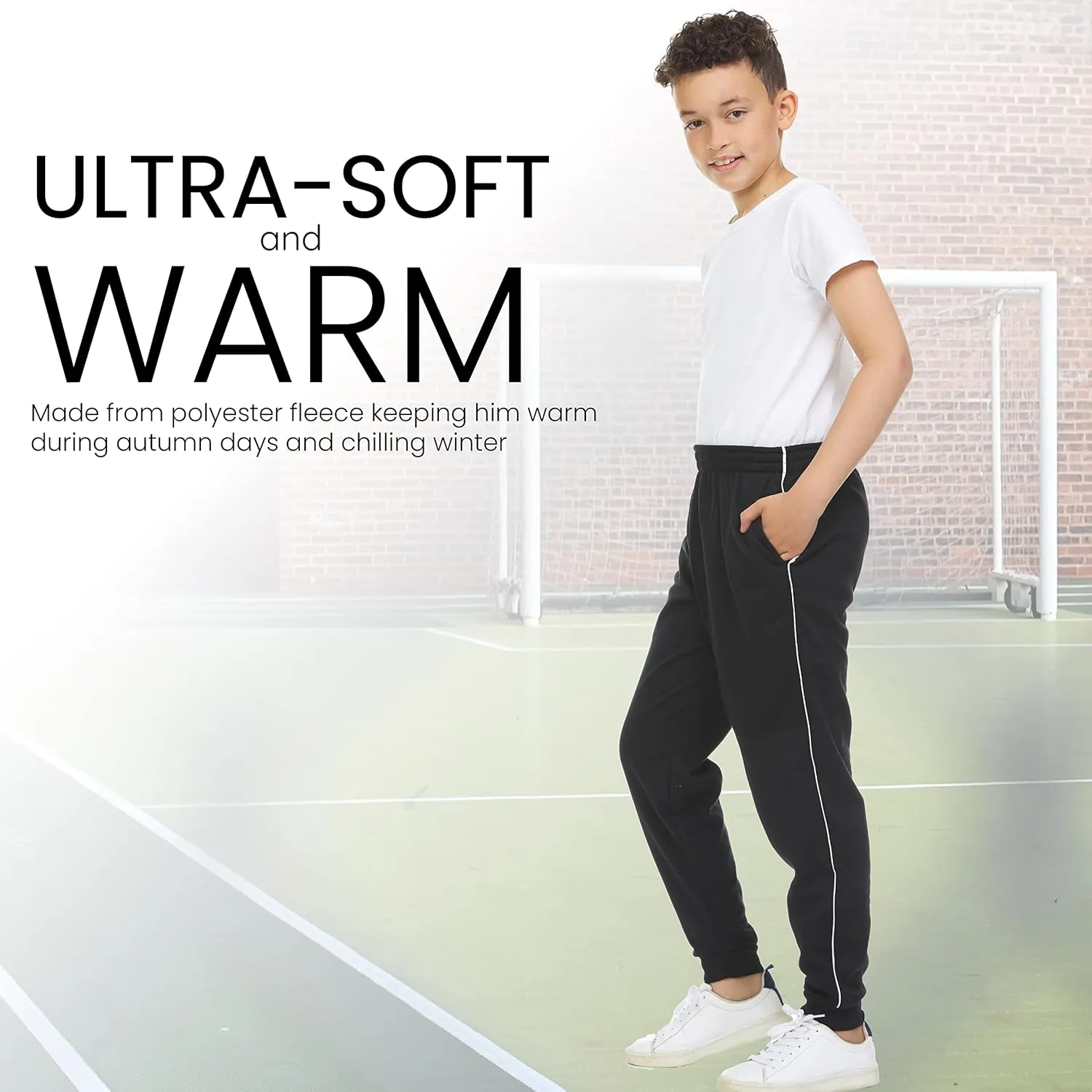 Power Forward Boys Youth Warm Fleece Elastic Waist Joggers Sweatpants 3 Pack