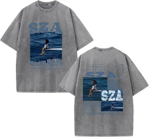 Print Graphic 𝑺𝑶𝑺 Singer S-Z-A T-Shirt Fans Oversized Vintage Washed T-Shirts for Women's & Men's