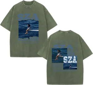 Print Graphic 𝑺𝑶𝑺 Singer S-Z-A T-Shirt Fans Oversized Vintage Washed T-Shirts for Women's & Men's