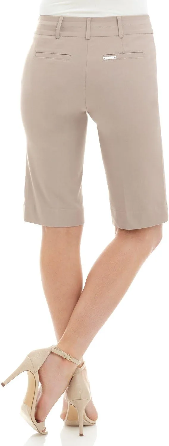 Rekucci Women's Ease Into Comfort Modern Pull-On Bermuda Short with Pockets