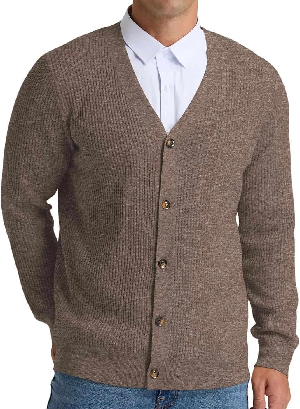 RQP Men's Cardigan Sweaters Long Sleeve V-Neck Sweaters Slim Fit Casual Buttons Down Knitted Sweaters