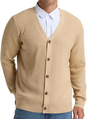 RQP Men's Cardigan Sweaters Long Sleeve V-Neck Sweaters Slim Fit Casual Buttons Down Knitted Sweaters