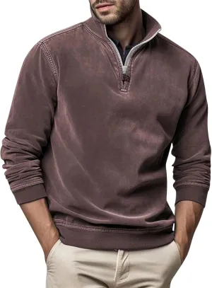 RTRDE Men's Casual Dress Sweatshirts Pullover Zipper Sweatshirt Long Sleeve Casual Golf Polo Work Sweater Shirt, S-4XL