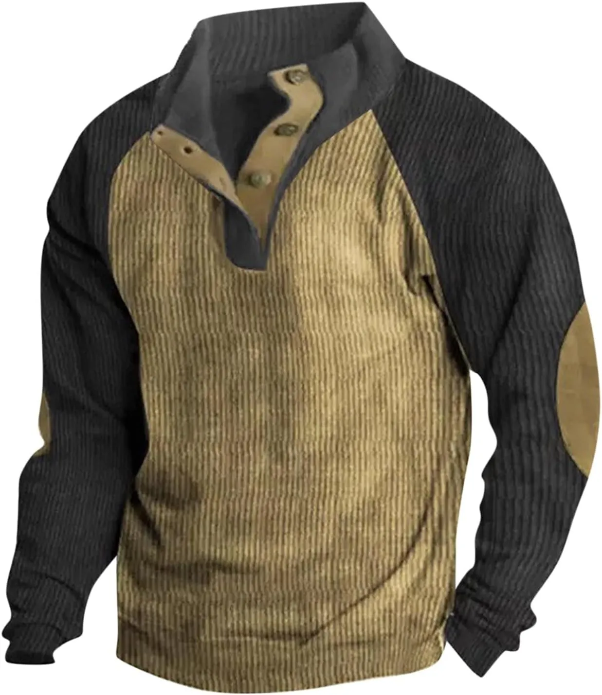 RTRDE Men's Pullover Sweatshirts Button Sweatshirt Long Sleeve Sweaters No Hood Tops Casual Sweatshirt, S-3XL