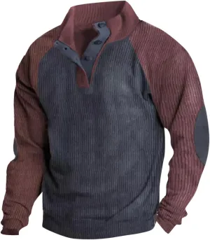 RTRDE Men's Pullover Sweatshirts Button Sweatshirt Long Sleeve Sweaters No Hood Tops Casual Sweatshirt, S-3XL