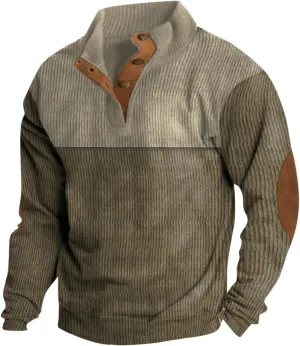 RTRDE Men's Pullover Sweatshirts Button Sweatshirt Long Sleeve Sweaters No Hood Tops Casual Sweatshirt, S-3XL