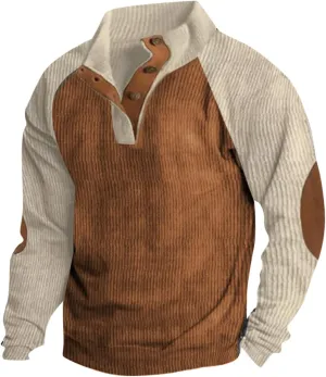 RTRDE Men's Pullover Sweatshirts Button Sweatshirt Long Sleeve Sweaters No Hood Tops Casual Sweatshirt, S-3XL