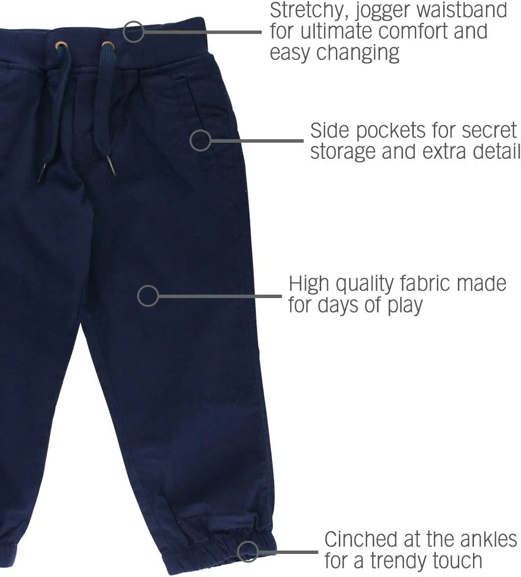 RUGGEDBUTTS® Baby/Toddler Boys Drawstring Joggers Tapered Ankle Pull-On Pants