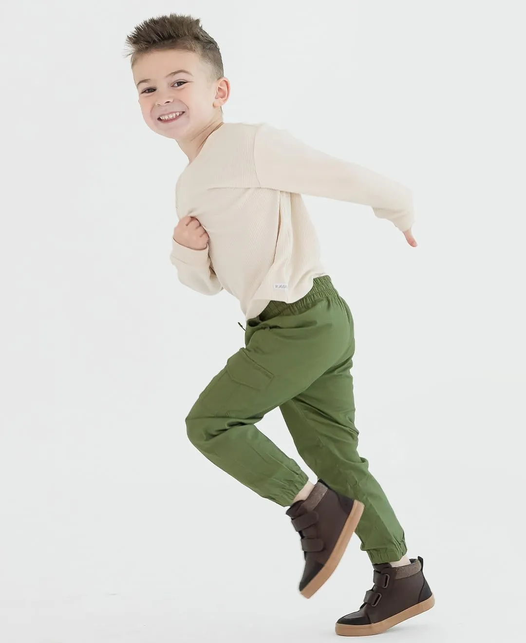 RUGGEDBUTTS® Baby/Toddler Boys Drawstring Joggers Tapered Ankle Pull-On Pants