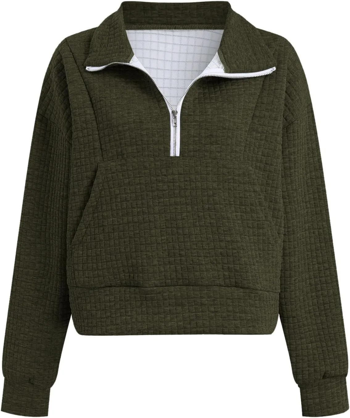 SHAOBGE Womens Waffle Sweatshirts Half Zip Cropped Pullover Fleece Quarter Zipper Hoodies Fall outfits Clothes Hoodies Tops